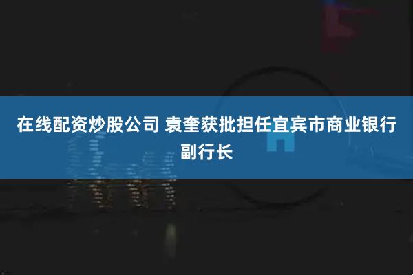 在线配资炒股公司 袁奎获批担任宜宾市商业银行副行长