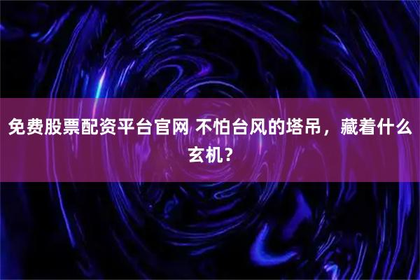 免费股票配资平台官网 不怕台风的塔吊，藏着什么玄机？